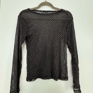 Black Polka Dot Sheer Women's Top